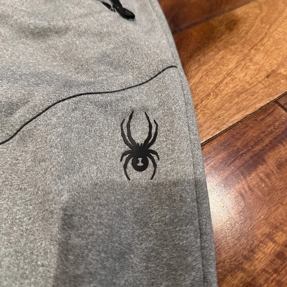 Spyder men’s silver gray small jogger pants small hole on leg - Picture 3 of 5